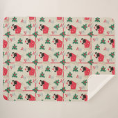 Puggy Christmas Sherpa Blanket Sherpadecke (Vorderseite (Horizontal))