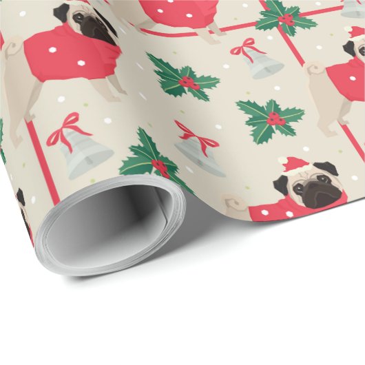 Puggy Christmas Wrapping Paper Geschenkpapier (Rolleneckpunkt)