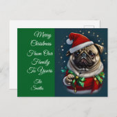 Puggy Claus Collection Feiertagspostkarte (Vorne/Hinten)