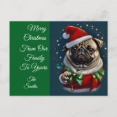Puggy Claus Collection Feiertagspostkarte (Vorderseite)
