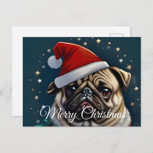 Puggy Claus Collection Feiertagspostkarte (Vorne/Hinten)