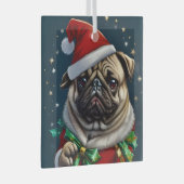 Puggy Claus Collection Ornament Aus Glas (Vorderseite Rechts)
