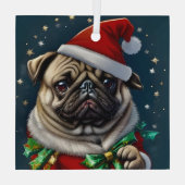 Puggy Claus Collection Ornament Aus Glas (Rückseite)