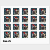 Puggy Claus Collection Quadratischer Aufkleber (Blatt)