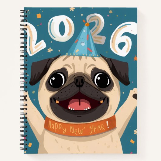 “Puggy Stardust 2026: Deluxe Spiral Notebook Notizblock (Vorderseite)