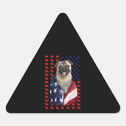 Puggy USA Flag Dreieckiger Aufkleber (Vorderseite)