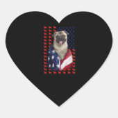 Puggy USA Flag Herz-Aufkleber (Vorderseite)