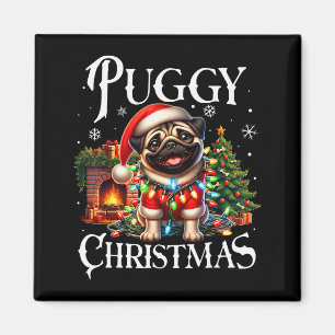 Puggy Weihnachten Pug Xmas Pug Santa Claus Pug Magnet