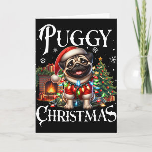 Puggy Weihnachten Pug Xmas Pug Weihnachtsmann Pug Karte
