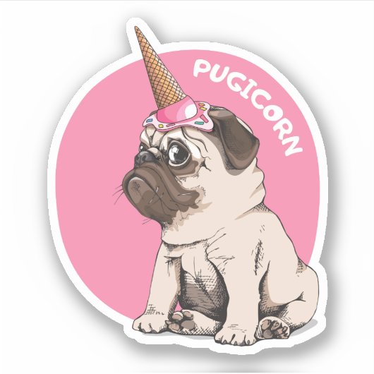 Pugicorn Aufkleber (Vorderseite)