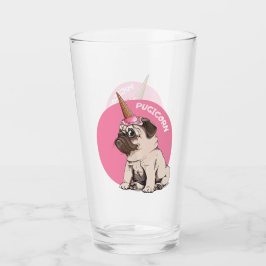 Pugicorn Glas (Vorderseite)