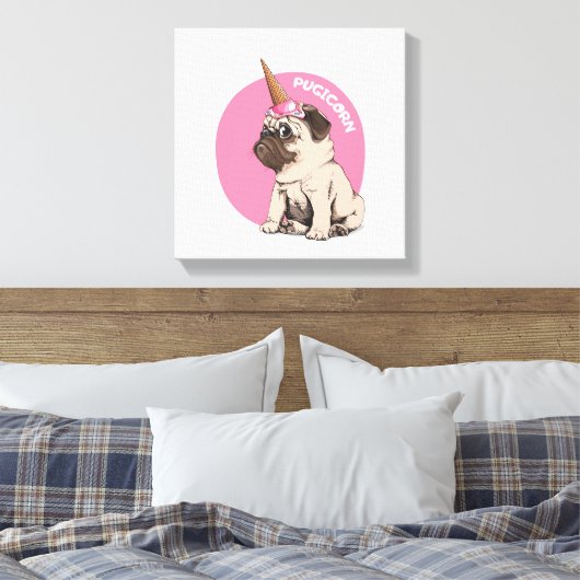 Pugicorn Leinwanddruck (Insitu (Schlafzimmer))