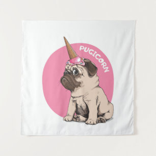 Pugicorn Wandteppich