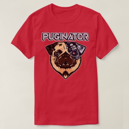 Puginator Funny Robot Mops Dog T-Shirt (Design vorne)