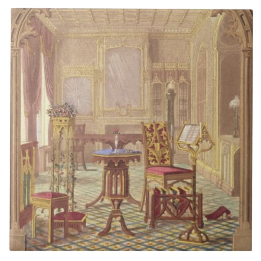 Pugins gotische Möbel, durch Augustus Charles Pugi Fliese (Vorderseite)