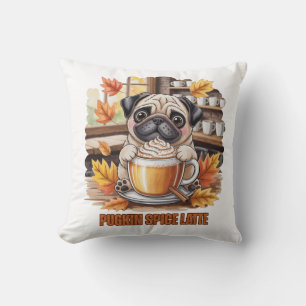 Pugkin Gewürz Latte Niedlich Lustig Herbst Pug Hun Kissen