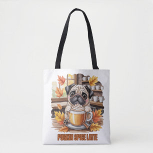 Pugkin Gewürz Latte Niedlich Lustig Herbst Pug Hun Tasche