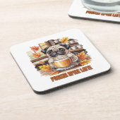 Pugkin Gewürz Latte – Süßes Herbst Pug Kaffee Desi Getränkeuntersetzer (Linke Seite)