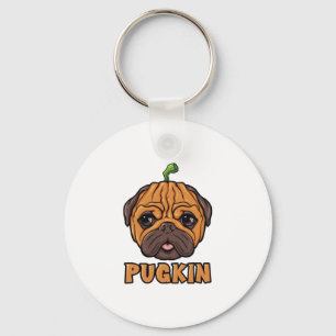 Pugkin - Halloween-Mops-Kürbis Schlüsselanhänger
