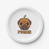 Pugkin - Halloween Pug Pumpkin Pappteller (Vorderseite)