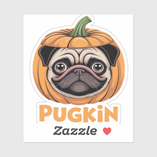 Pugkin Mops Halloween Happy Halloween Oversized T- Aufkleber (Blatt)