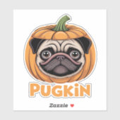 Pugkin Mops Halloween Happy Halloween Oversized T- Aufkleber (Blatt)