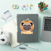 Pugkin Mops Halloween Happy Halloween Oversized T- Aufkleber (iPad Hülle)