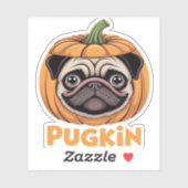 Pugkin Mops Halloween Happy Halloween Oversized T- Aufkleber (Blatt)