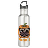 Pugkin Mops Halloween Happy Halloween Oversized T- Edelstahlflasche (Vorderseite)