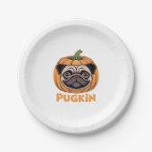 Pugkin Mops Halloween Happy Halloween Oversized T- Pappteller (Vorderseite)