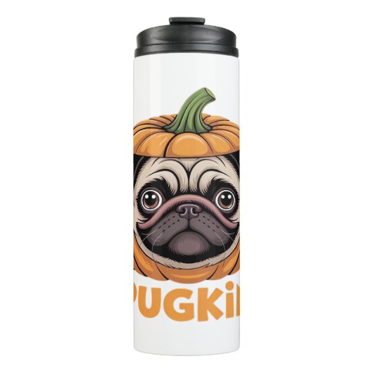 Pugkin Mops Halloween Happy Halloween Oversized T- Thermosbecher (Vorderseite)