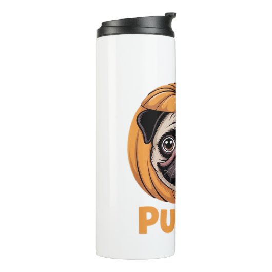 Pugkin Mops Halloween Happy Halloween Oversized T- Thermosbecher (Nach links gedreht)