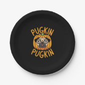 Pugkin Mops Hund Halloween Pappteller (Vorderseite)