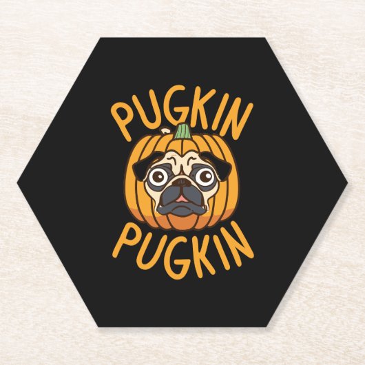 Pugkin Mops Hund Halloween Untersetzer (Vorderseite)
