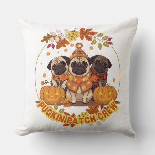 Pugkin-Patch-Crew Funny Niedlich Halloween Mops Kissen