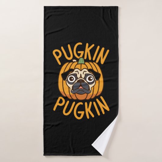 Pugkin Pug Dog Halloween Badehandtuch (Badehandtuch)