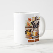 Pugkin Spice Latte – Cute Autumn Pug Coffee Design Jumbo-Tasse (Vorderseite Rechts)