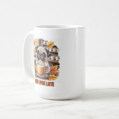Pugkin Spice Latte – Cute Autumn Pug Coffee Design Kaffeetasse (Vorderseite Links)