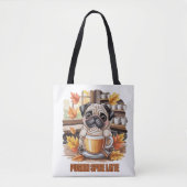 Pugkin Spice Latte – Cute Autumn Pug Coffee Design Tasche (Vorderseite)