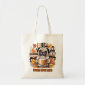 Pugkin Spice Latte – Cute Autumn Pug Coffee Design Tragetasche (Vorne)