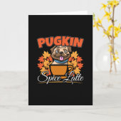 Pugkin Spice Latte - Mops Dog Pumpkin Puff Karte (Gelbe Blume)