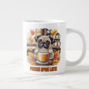 Pugkin Spice Latte Süß Lustiger Herbst Pug Hunde L Jumbo-Tasse