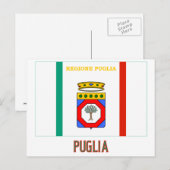 Puglia-Flagge mit Namen Postkarte (Vorne/Hinten)
