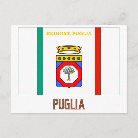 Puglia-Flagge mit Namen Postkarte (Vorderseite)