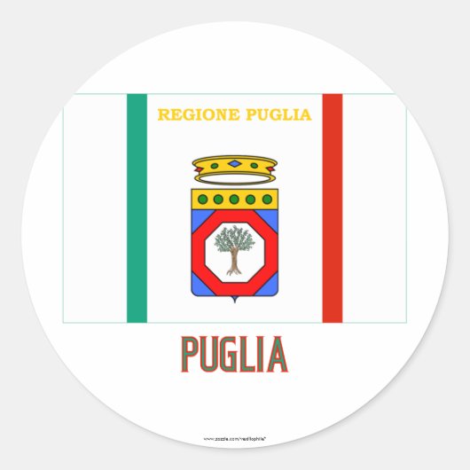 Puglia-Flagge mit Namen Runder Aufkleber (Vorderseite)
