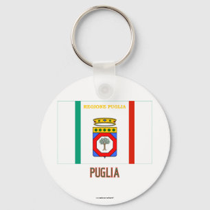 Puglia-Flagge mit Namen Schlüsselanhänger