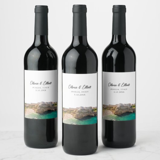 Puglia Gastgeschenk Hochzeit Personalisiert Wine L Weinetikett (Flaschen)