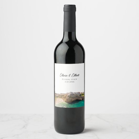 Puglia Gastgeschenk Hochzeit Personalisiert Wine L Weinetikett (Vorderseite)