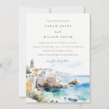 Puglia, Italien Aquarell-Landschaft Hochzeit