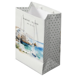 Puglia, Italien Aquarell-Landschaft Hochzeit Mittlere Geschenktüte